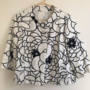 Anthropologie Eci Cropped Floral Linen Blend Blazer/Jacket